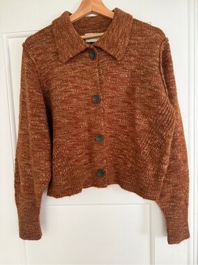 Universal Thread Cozy Collared Cardigan Sweater, Burnt Orange, Size Large